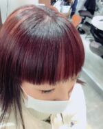 白髪染めインナーカラーピンク とハイライトメッシュ